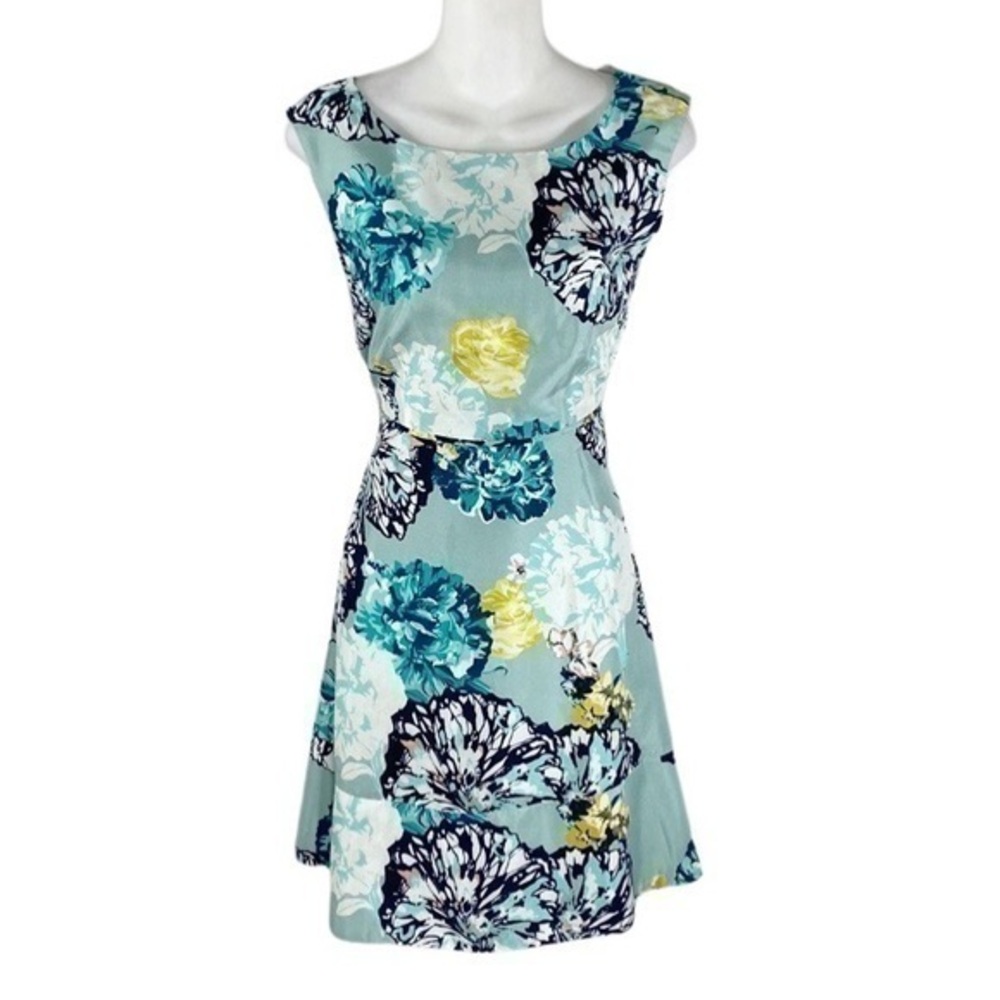 J. Crew green floral silk flare sleeveless dress 2 AF20